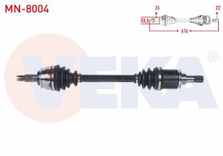 KOMPLE AKS SOL ÖN MİNİ COOPER (R50,R53) 1.6 M-T / COOPER ONE (R50,R53) 1.6 M-T UZUNLUK 616MM 2001-2006 resmi