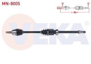 KOMPLE AKS SAĞ ÖN MİNİ COOPER (R50,R53) 1.6 M-T / COOPER ONE (R50,R53) 1.6 M-T UZUNLUK 886MM 2001-2006 resmi