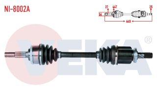 KOMPLE AKS SOL ÖN  NİSSAN PRIMERA (P11) 1.6-1.8İ 16V ABSLI 44 DIS UZUNLUK 645MM 1996-2001 resmi