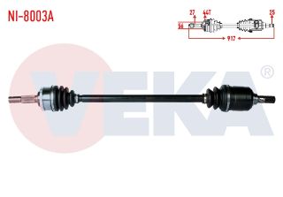 KOMPLE AKS SAĞ ÖN NİSSAN PRIMERA (P11) 1.6-1.8İ 16V ABSLI 44 DIS UZUNLUK 917MM 1996-2001 resmi