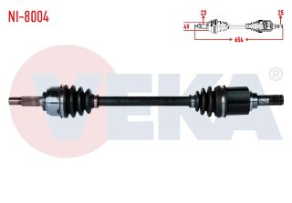 KOMPLE AKS SOL ÖN NİSSAN MİCRA (K12) 1.2İ 16V A-T UZUNLUK 654MM 2003-2010 resmi