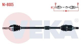 KOMPLE AKS SAĞ ÖN NİSSAN MİCRA (K12) 1.2İ 16V A-T UZUNLUK 883MM 2003-2010 resmi