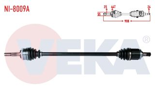 KOMPLE AKS SAĞ ÖN NİSSAN ALMERA II (N16) 1.5İ 16V A-T/M-T ABSLI 44 DIS UZUNLUK 908 MM 2000-2007 resmi