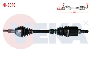 KOMPLE AKS SOL ÖN NİSSAN QASHQAI (J10) 1.5 DCI UZUNLUK 692MM 2007-2014 resmi