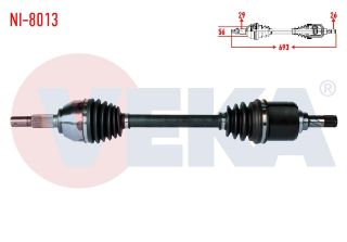 KOMPLE AKS SOL ÖN NİSSAN JUKE (F15) 1.5 DCI UZUNLUK 693MM 2010- resmi