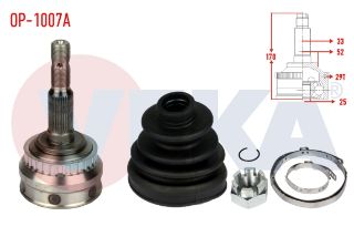 AKS KAFASI SOL SAĞ ÖN DIS OPEL VECTRA B 2.0İ ABSLI 29 DIS 33X25X52 UZUNLUK 170,8 MM 1995-2003 resmi