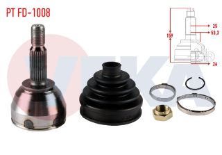 AKS KAFASI SOL SAĞ ÖN DIS FORD TRANSİT CONNECT 1.8 TDCI 90 HP  25X26X53.3 UZUNLUK 158,8MM 2002-2013 resmi