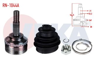 AKS KAFASI SOL SAĞ ÖN DIS RENAULT KANGOO (KC0/1) 1.5 DCI ABSLI 26 DIS 21X30X52,2 UZUNLUK 144,5MM 1998-2008 resmi