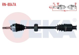 KOMPLE AKS SAĞ ÖN RENAULT CLİO II (BB0/1/2,CB0/1/2) 1.5 DCI ABSLI 26 DIS YAYLI TİP UZUNLUK 723,5MM 1998-2005 resmi