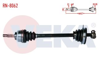 KOMPLE AKS SOL ÖN RENAULT MEGANE I 1.6 8V - 1.6İ 16V ABSLI 44 DIS UZUNLUK 645,7 MM 1996-2003 resmi