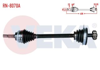 KOMPLE AKS SOL ÖN RENAULT KANGOO (KC0/1) 1.5 DCI KALIN FREZE ABSLI 44 DIS UZUNLUK 630 MM 1998-2008 resmi