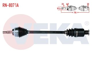 KOMPLE AKS SAĞ ÖN RENAULT KANGOO (KC0/1) 1.5 DCI KALIN FREZE ABSLI 44 DIS UZUNLUK 724MM 1998-2008 resmi