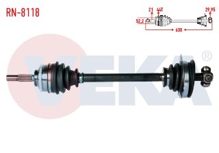 KOMPLE AKS SOL ÖN RENAULT CLİO II (BB0/1/2,CB0/1/2) 1.5 DCI ABSLI 44 DIS YAYLI TİP UZUNLUK 630 MM 1998-2005 resmi