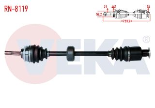 KOMPLE AKS SAĞ ÖN RENAULT CLİO II (BB0/1/2,CB0/1/2) 1.5 DCI ABSLI 44 DIS YAYLI TİP UZUNLUK 723,5MM 1998-2005 resmi