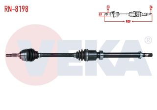 KOMPLE AKS SAĞ ÖN RENAULT CLİO IV 0.9 TCE UZUNLUK 909MM 2012- resmi