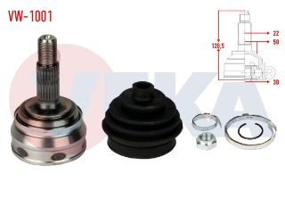 AKS KAFASI SOL SAĞ ÖN DIS VOLKSWAGEN GOLF I (17) 1.1  22X30X50 UZUNLUK 130 MM 1974-1985 resmi