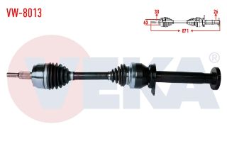 KOMPLE AKS SAĞ ÖN VOLKSWAGEN TRANSPORTER V (7HA,7HH,7EA,7EH) 2.5 TDI UZUNLUK 871MM 2003-2011 resmi