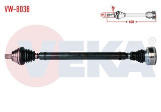 KOMPLE AKS SAĞ ÖN UZUNLUK 820MM VW GOLF VI(5K1) 1.6 TDI M-T CAYC 2008-2013/ PASSAT(3C5) 1.6 TDI M-T (CAYC) 2008-2012/ PASSAT (3C2) 1.9 TDI M-T (PXE) 2005-2008/ PASSAT (3G2) 1.6 TDI 2014- resmi