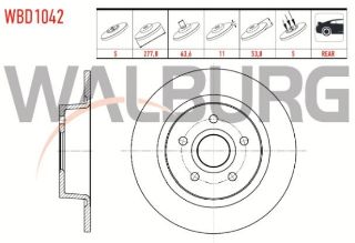 FREN DİSKI ARKA DÜZ 5 BJN 277,8X11X63,7X53,8 FORD TRANSİT CONNECT 1.8 TDCI 2002-2013 / FORD TOURNEO CONNECT 1.8 TDCI 5 2002-2013 resmi