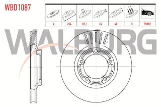 FREN DİSKI ÖN HAVALI 5 BJN 254X24X87,1X40 HYUNDAİ STAREX 2.4İ 1997-2007 /  STAREX 2.5 TD 1997-2003 resmi