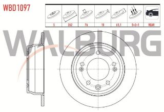 FREN DİSKI ARKA DÜZ 5 BJN 262X10X76X61,1 HYUNDAİ I30 1.4İ - 1.6İ - 1.6 CRDI 2007-2011/ IX35 1.6 GDI 4X2 17 JANT 2010-/ KİA CEE'D 1.4İ - 1.6İ - 1.6 CRDI 2006-2012 / SPORTAGE 1.6 GDI 4X2 17 JANT 2010- resmi