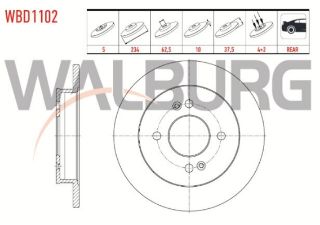 FREN DİSKI ARKA DÜZ 4 BJN 234X10X62,5X37,5 HYUNDAİ I10 1.1İ 12V - 1.0 D-CVVT - 1.2 D-CVVT 13 JANT  2008-2013 / KİA PICANTO (BA) 1.25 - 1.1İ 4 BJN 2004-2011 resmi