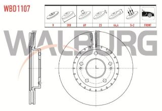 FREN DİSKI ÖN HAVALI 5 BJN 280X23X69X44,5 HYUNDAİ ELANTRA 1.6 D-CVVT-1.6 CRDI 2011-2015/ ELANTRA 1.6 CRDI - 1.6 D-CVVT 2015-/ KİA CEE'D 1.6 CVVT - 1.6 GDI 2012- resmi