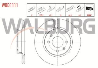 FREN DİSKI ÖN HAVALI 4 BJN 255,9X18X62,2X46,6 HYUNDAİ I20 (PB, PBT) 1.2İ 2008-2015 /  I20 (PB, PBT) 1.4 CRDI 2008-2015 / I20 (PB, PBT) 1.4İ 2008-2015 /  I20 (PB, PBT) 1.6 2008-2015 resmi