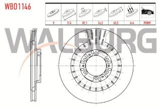 FREN DİSKI ÖN HAVALI 6 BJN 314X24,2X87,1X45,2 MİTSUBİSHİ L 200 (K7T,K6T) 2.5 TD 4X4 1996-2007/ PAJERO III 3.2 DI 4X4 2000-2007/ PAJERO III 3.2 D 4X4 2000-2007/ PAJERO III 3.5 GDI 4X4 2000-2007 resmi