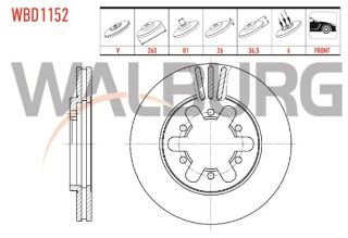 FREN DİSKI ÖN HAVALI 6 BJN 260X26X81X36,5 NİSSAN PİCK UP (D22) 2.5 D 4X4 1998- /  PİCK UP (D22) 2.5 DI 4X4 1998- resmi