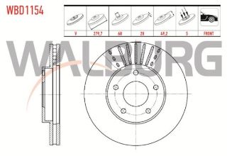 FREN DİSKI ÖN HAVALI 5 BJN 279,7X28X68X49,2 NİSSAN PRIMERA (P12) 1.6İ - 2.0İ 2002-/ X-TRAİL (T30) 2.0İ 2001-2007 / X-TRAİL (T30) 2.2 DI 2001-2007 resmi