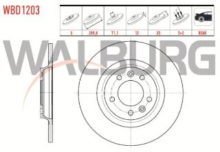 FREN DİSKI ARKA DÜZ 5 BJN 289,8X12X71,1X35 PEUGEOT 407 (6D) 1.6 HDI - 1.8İ - 2.0İ HDI 2004-2011 / CITROEN C5 III (RD) 1.6 HDI - 1.6 THP - 2.0 - 2.0 HDI 2008-2015 resmi