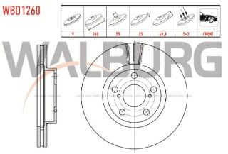 FREN DİSKI ÖN HAVALI 5 BJN 260X25X55X49,3 TOYOTA AVENSİS (T22) 1.6İ 1997-2003 /  AVENSİS (T22) 2.0İ 1997-2003 resmi