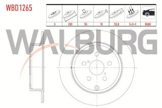 FREN DİSKI ARKA DÜZ 5 BJN 280X10X55X55,8 TOYOTA AVENSİS 1.6 VVT-I 2003-2008 / AVENSİS 1.8 2003-2008 / AVENSİS 2.0 D-4D 2003-2008 resmi