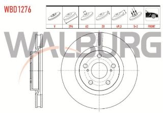 FREN DİSKI ÖN HAVALI 5 BJN 296X28X62X49,3 TOYOTA RAV4 III 2.0 VVT-I 2005-2012 / RAV4 III 2.2 D-4D 2005-2012 / RAV 4 III 2.2 D 2005-2012 resmi