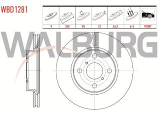 FREN DİSKI ÖN HAVALI 4 BJN 258X22X55X46,2 TOYOTA YARİS 1.0 VVT-I 2006-2010 / YARİS 1.3 VVT-I 2006-2010 / YARİS 1.33 VVT-I 2006-2010 / YARİS 1.4 D-4D 2006-2010 resmi