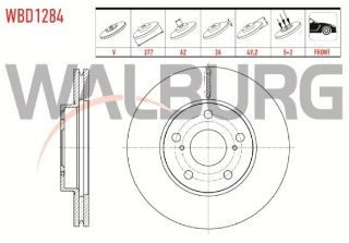 FREN DİSKI ÖN HAVALI 5 BJN 277X26X62X49.3 TOYOTA AURIS 1.33 2012- / AURIS 1.6 2012- / AURIS 1.4 D-4D 2012- / COROLLA 1.33 2012- / COROLLA 1.6 2012- / COROLLA 1.4 D-4D 2012- resmi