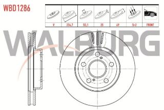 FREN DİSKI ÖN HAVALI 5 BJN 254,7X25X55,1X49 TOYOTA CARINA E 1.6 1992-1997 / CARINA E 1.6 1992-1997 / CARINA E 1.8İ 1992-1997 resmi