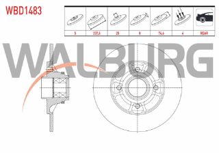 FREN DİSKI ARKA DÜZ RULMANLI ABS HALKALI 4 BJN 237,6X8X52X74,6 RENAULT CLİO II 1.2İ 16V - 1.4İ 16V - 1.5 DCI - 1.6İ 1998-2005/ CLİO SYMBOL 1.5 DCI 1998-2005/ MEGANE I 1.4İ 16V - 1.6İ 16V 1996-2003 resmi