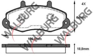 FREN BALATA ÖN FORD TRANSİT (T12) 2.5 D 18.80MM 1991-1998 resmi