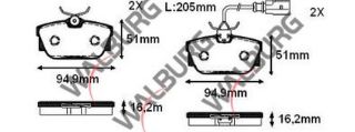 FREN BALATA ARKA FISLI VOLKSWAGEN TRANSPORTER IV (70XB,70XC,7DB,7DW) 2.4 D 1990-2003 / TRANSPORTER IV (70XB,70XC,7DB,7DW) 2.5 TDI 1990-2003 / FORD GALAXY (WGR) 1.9 TDI 1995-2006 resmi