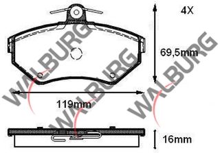 FREN BALATA ÖN VW GOLF IV 1.8 1997-2005/ GOLF III 1.6İ 1991-1999/ GOLF III 1.4İ 1991-1999/ PASSAT 1.9 TDI 1988-1997/ POLO 1.4 1995-2001/ CORDOBA 1.4 TDI 1999-2002/ İBİZA II (6K1) 1.9 TDI 1993-2002 resmi