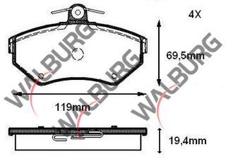 FREN BALATA ÖN VW PASSAT 1.6 1996-2000/ PASSAT 1.9 TDI 1996-2000/ PASSAT 1.8 T 1996-2000/ AUDI A4 1.6 1994-2001/ A4 1.8 1994-2001/ A4 1.9 TDI 1994-2001/ resmi