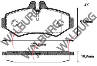 FREN BALATA ARKA VOLKSWAGEN LT 28-35 II 2.8 TDI 1996-2006 /  MERCEDES SPRINTER 3T (903) 313 CDI 1995-2006 / (903) 308 D 1995-2006 / (903) 310 D 1995-2006 / (903) 312 D 1995-2006 resmi