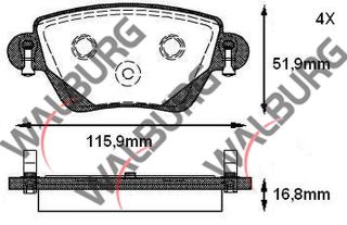 FREN BALATA ARKA FORD MONDEO III 1.6İ 16V 2000-2007 / MONDEO III 2.0İ 16V 2000-2007 / MONDEO III 2.0 TDCI 2000-2007 resmi