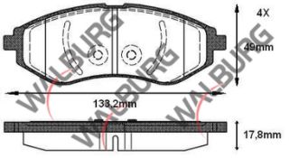 FREN BALATA ÖN CHEVROLET KALOS (T200) 1.2 2003-2008 / KALOS (T200) 1.4 2003-2008 / AVEO (T250) 1.4İ 2006-2011 / AVEO (T250) 1.2İ 2006-2011 resmi