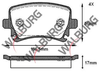 FREN BALATA ARKA GOLF V 1.4 TSI 2003-2009/ CADDY III 2.0 SDI 2004-2015/ JETTA III 1.6 FSI 2005-2010/ TİGUAN 1.4 TSI 2016-/ PASSAT 1.4 TSI 2005-2008/ A3 1.6 2003-2012/ LEON 1.4 TSI 2005-2012 resmi