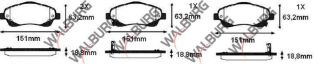 FREN BALATA ÖN İKAZLI TOYOTA AVENSİS (T25) 1.6 VVT-I 2003-2008 / TOYOTA AVENSİS (T25) 1.8 2003-2008 / TOYOTA AVENSİS (T25) 2.0 D-4D 2003-2008 resmi