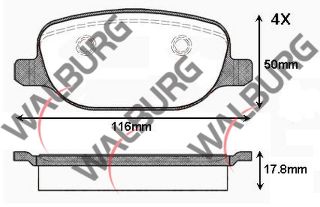 FREN BALATA ARKA ALFA ROMEO 159 (939) 1.8 TBI 2006-2011 / 159 (939) 1.9 JTDM 2006-2011 / 159 (939) 2.0 JTDM 2006-2011 / BRERA 1.8 TBI 2006-2011 / BRERA 2.0 JTDM 2006-2011 / SPIDER (939) 2.0 TS 2006- resmi