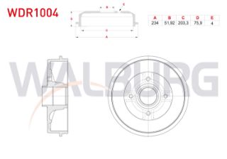 FREN KAMPANASI ARKA 4 DELIK 234X51,92X203,3X75,9 RENAULT CLİO II 1998-2005/ MEGANE II 2002-2008 / SYMBOL II 2008-2012 /DACIA LOGAN 2004-2012 resmi